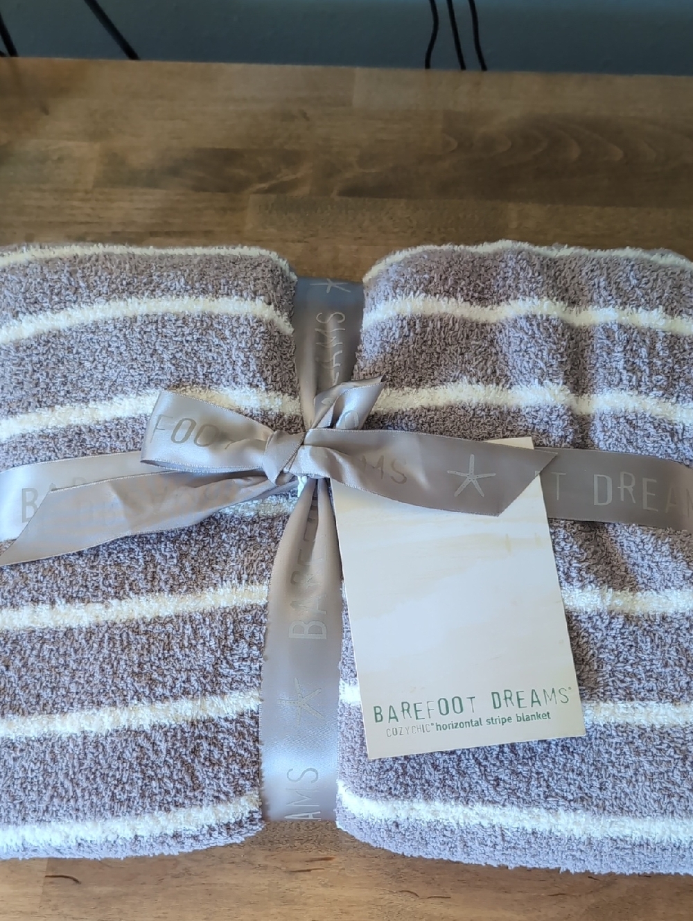 Barefoot Dreams CozyChic Striped Throw in Taupe & White